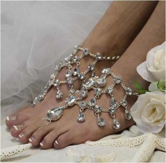 wedding photo - CRYSTAL DREAMS barefoot sandals - silver