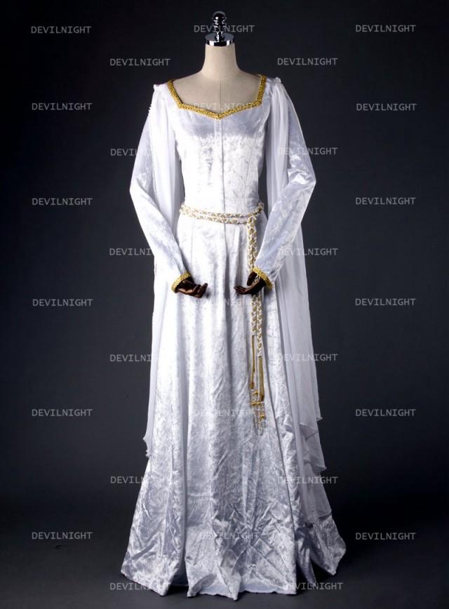 wedding photo - White Elegant Vintage Medieval Dress