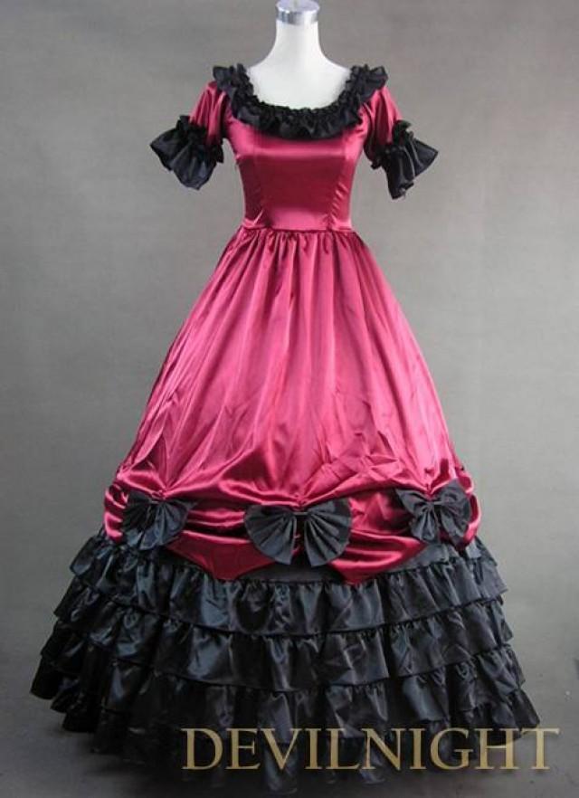 wedding photo - Red and Black Short Sleeves Gothic Masquerade Ball Gowns