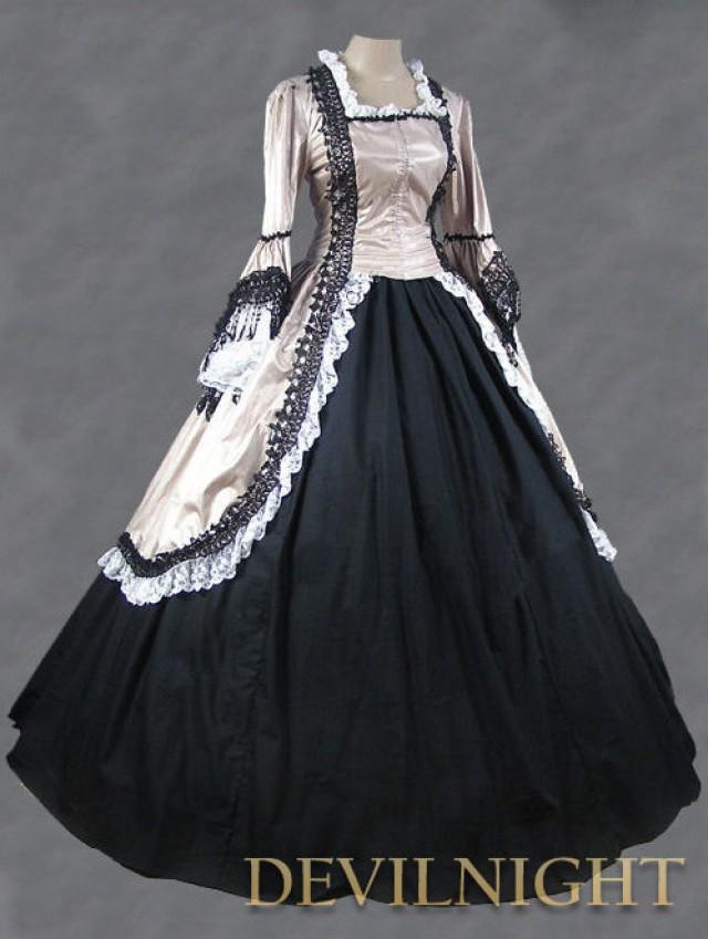 wedding photo - Champagne and Black Marie Antoinette Victorian Ball Gowns