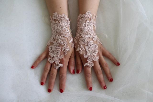 french lace,  pink lace wedding gloves, costume gloves,bridal gloves, free shipping!