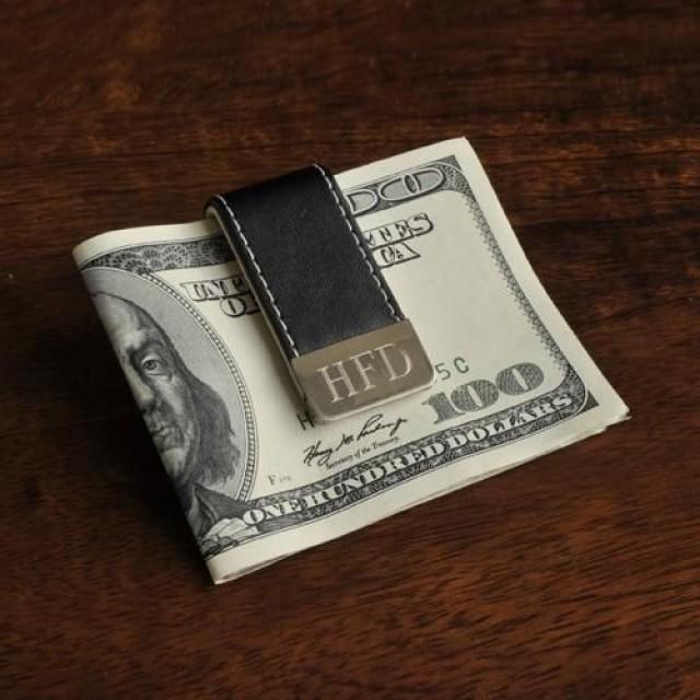 Personalized Gentry Leather Money Clip
