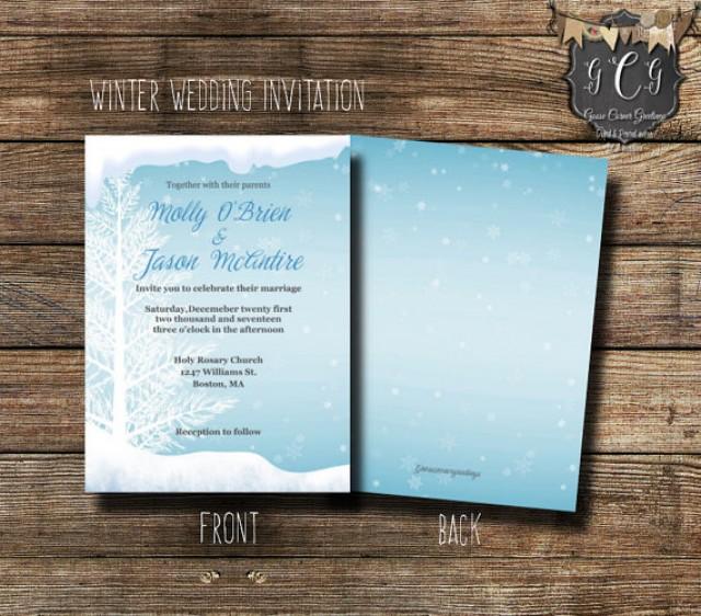 wedding photo - Ice Blue Winter Wedding Invitation,Tree Wedding Invitations,Winter Wedding invitations, Christmas Wedding,Winter invitations,Bling invite