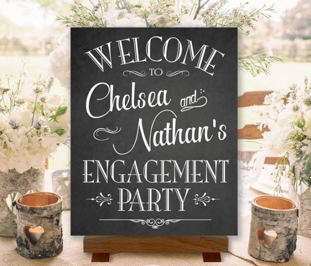 Engagement Party Sign Chalkboard Printable Personalized With Names (ENG1C) 2570530
