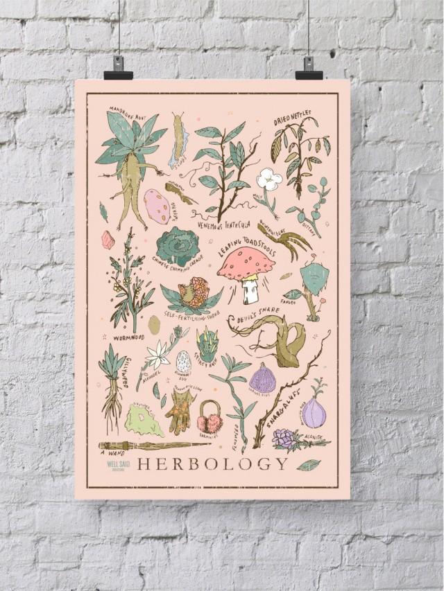 Harry Potter Herbology Print / Poster 12 X 18 Wall Art Illustrated