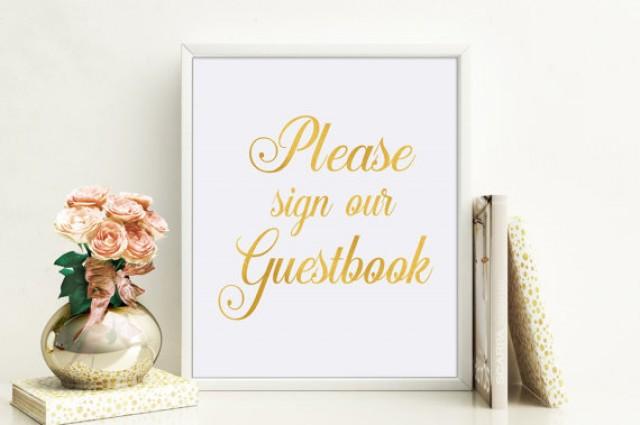 wedding photo - Wedding Guestbook Sign Printable, Please Sign Our Guestbook Sign, Wedding Signage, Wedding Decor Signs, Gold Foil Guestbook Sign