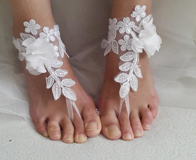 wedding photo - bridal accessories, white,lace, wedding sandals, shoes, free shipping! Anklet, bridal sandals, bridesmaids, wedding gifts.......