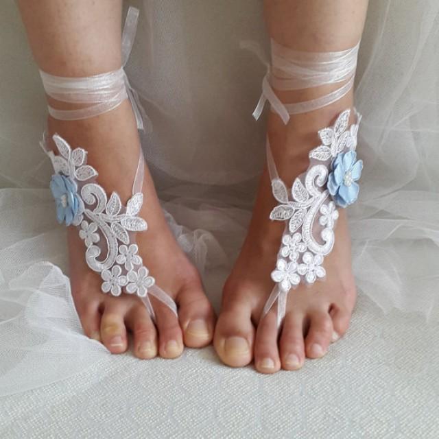 wedding photo - bridal accessories, white lace, wedding sandals, shoes, free shipping! Anklet, bridal sandals, bridesmaids, wedding gifts.......