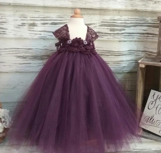 Free Shipping  to USA Custom Made Cap Sleeve Eggplant Tutu Dress-Egggplant Flower Girls Available in Sizes Newborn  to 14 years old