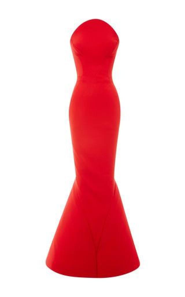 Zac Posen Scarlet Strapless Evening Gown