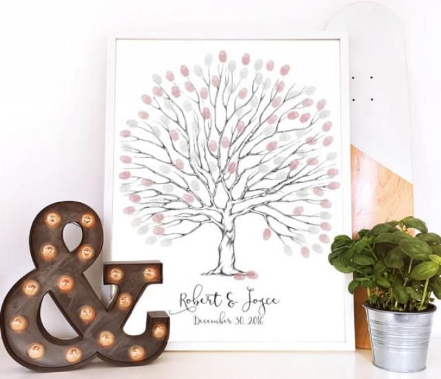 wedding photo - thumbprint tree, wedding keepsake, thumb print tree, custom wedding gift tree guest book, fall wedding centerpiece, personalized tree