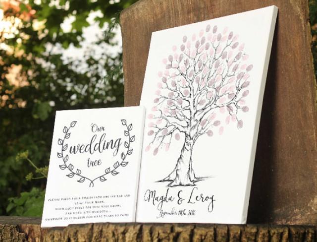 wedding photo - Wedding guest book alternative, Hand Drawn Fingerprint Wedding Tree, Thumb Print Guest Book, Guest book fingerprint tree, Tree sketch art