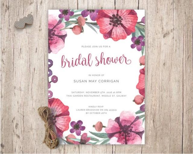wedding photo - bridal shower invitations, bridal shower invites, floral bridal shower invitation, pink purple bridal shower invites flowers floral idea
