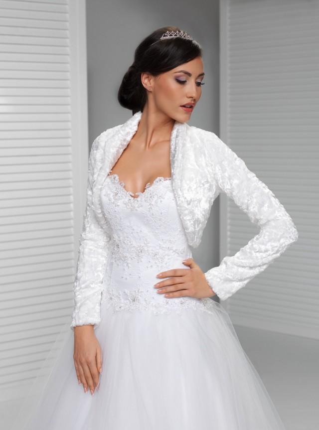 Long Sleeve Winter Bridal Wrap Warm Velvet Bolero  Bridal Coat Elegant Wedding Jacket With Sleeves