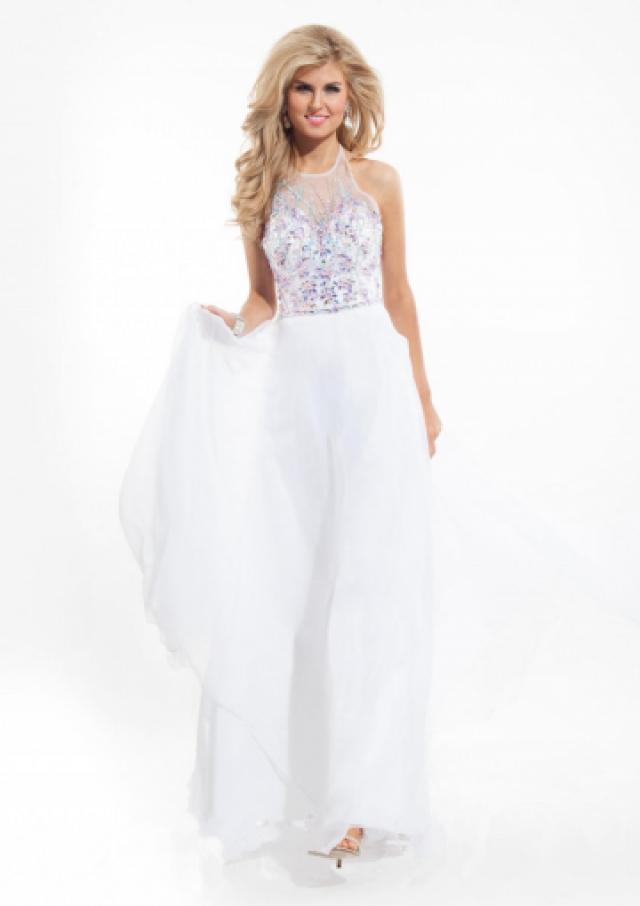 wedding photo - Crystals Halter Backless White Blue Chiffon Ruched Lilac Floor Length