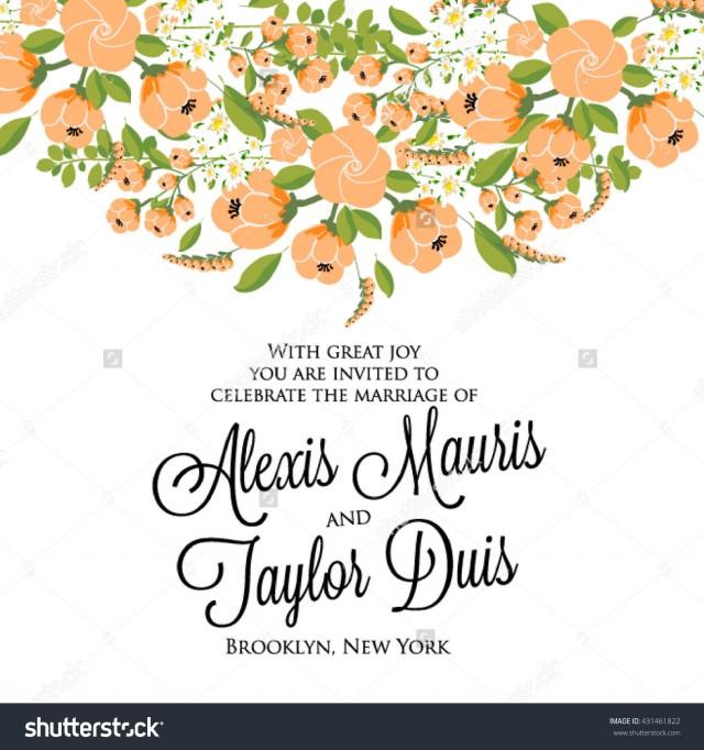 Wedding card or invitation with abstract floral background. Greeting postcard in retro vector Elegance pattern with flowers roses floral illustration vintage style