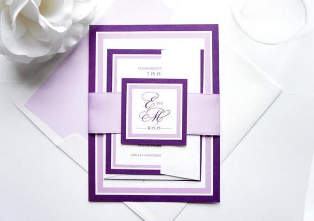 wedding photo - Purple Wedding Invitation - SAMPLE SET