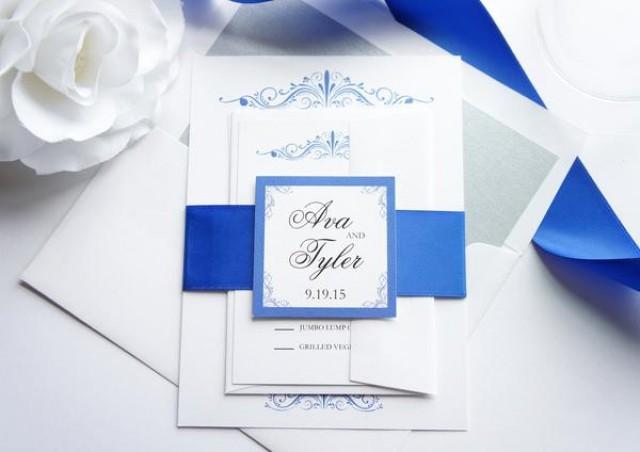 wedding photo - Royal Blue Wedding Invitation - SAMPLE SET