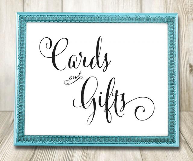Cards and Gifts Wedding Sign, Printable Wedding Signs - INSTANT DOWNLOAD - Printable Elegant Calligraphy Sign