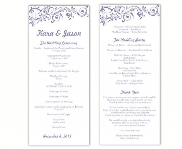 Wedding Program Template Diy Editable Text Word File Download