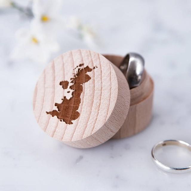 Personalised Map Ring Box - Travel Gift - Fifth Wedding Anniversary - Wedding Ring Holder - Ring Bearer Box - Wanderlust Wedding Accessory