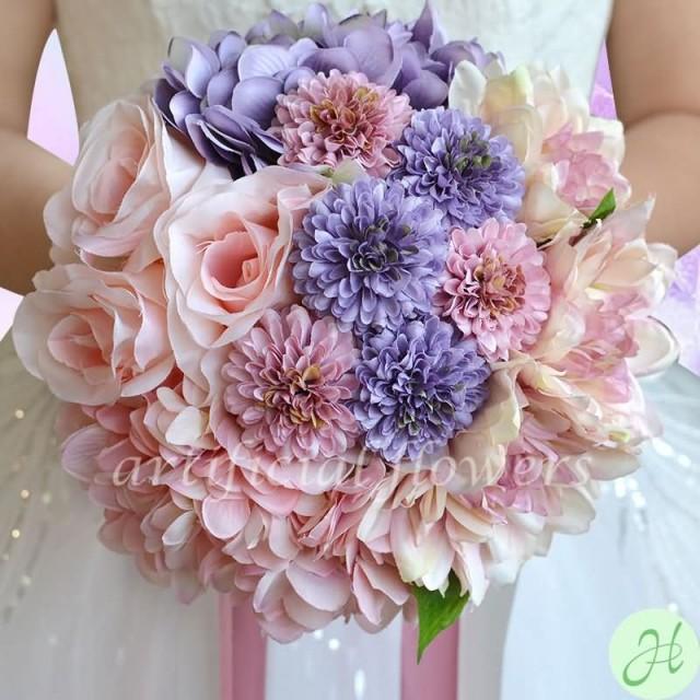wedding photo - Fake Flowers At Wedding Artificial Flower Displays Silk Tropical Wedding Bouquets Pink & Blue Tall 27CM [13050507] - $43.04 : cloneflower.com