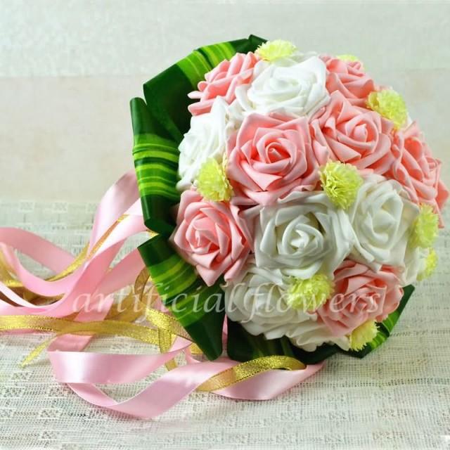 wedding photo - Artificial Bride And Bridesmaids Bouquets Simple Wedding Flowers Bouquets Ideas Pink & White & Red Tall 30CM [13050546] - $38.86 : cloneflower.com