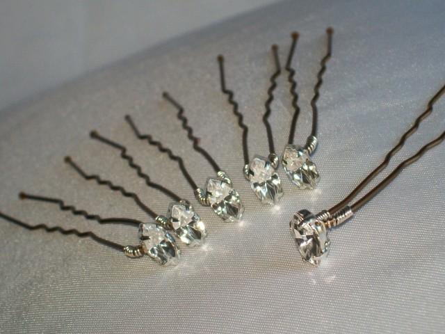 Handmade swarovski navette diamante wedding hairpin bobby pin  x  8