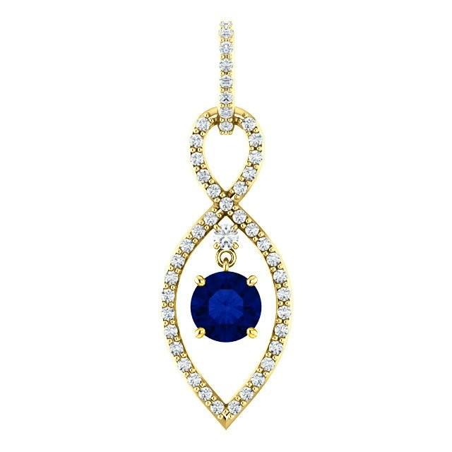Sapphire amp; Diamond Infinity Loop Pendant Necklace 14k 