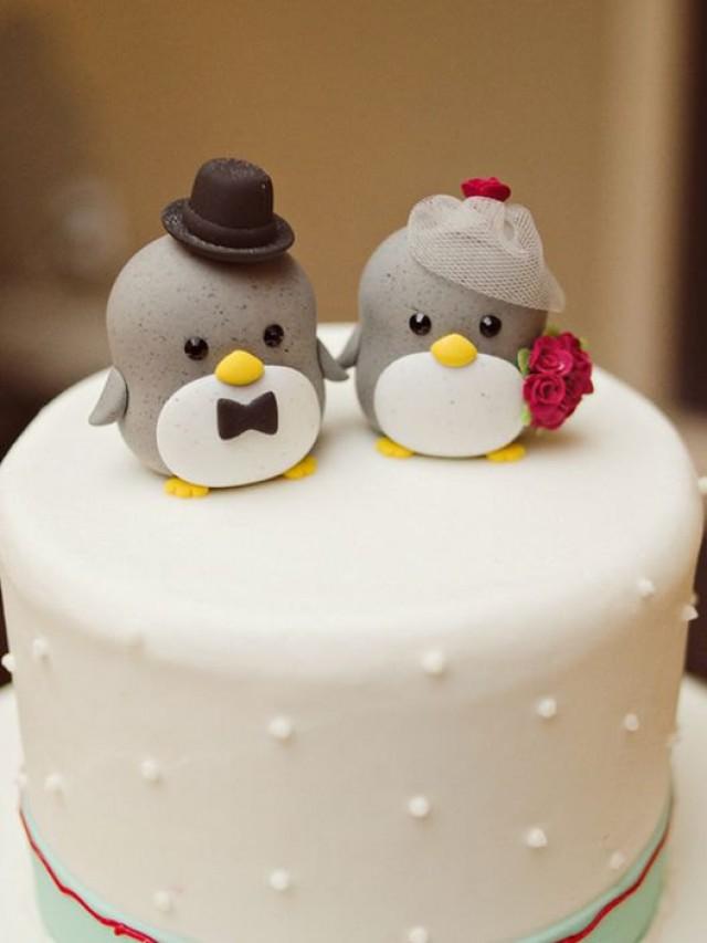 wedding photo - penguin cake topper---Special Edition (K212)
