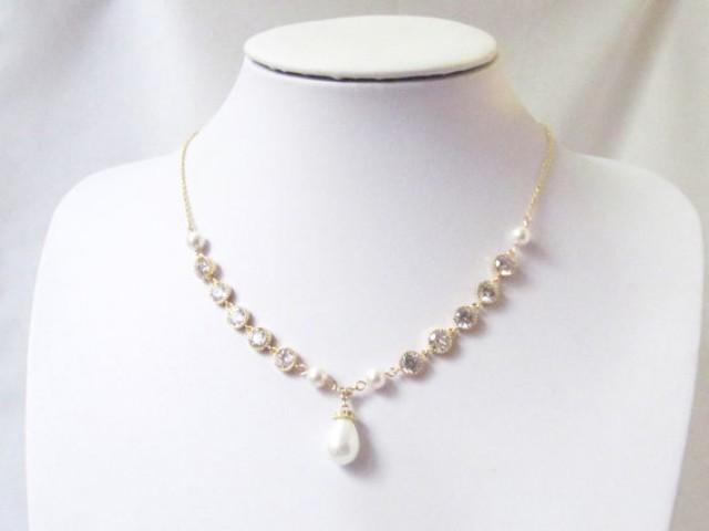 wedding photo - bridal pearl and crystal necklace bridal pearl necklace, wedding necklace,bridal jewellery wedding jewelry bridal necklace, pearl jewelry