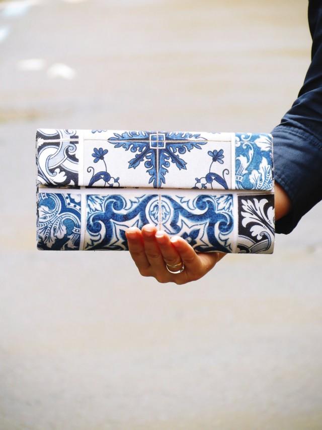 Baroque print clutch - Blue and white clutch - Wedding handbag - Elegant Evening bags