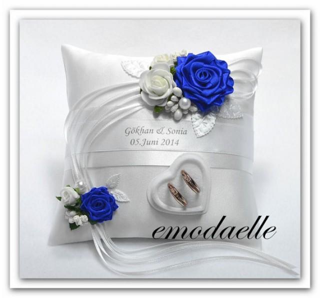 wedding photo - Personalized wedding ring cushion pillow with rings holder box