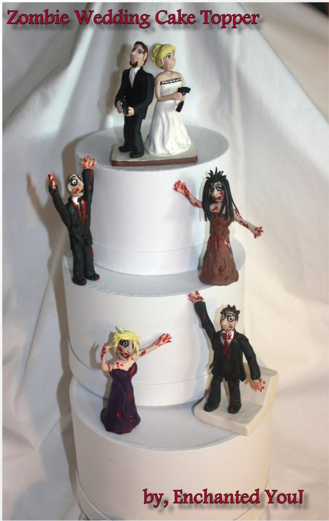 wedding photo - Zombie, Attack of the Zombies by, Personalized, Custom, Wedding Cake Topper