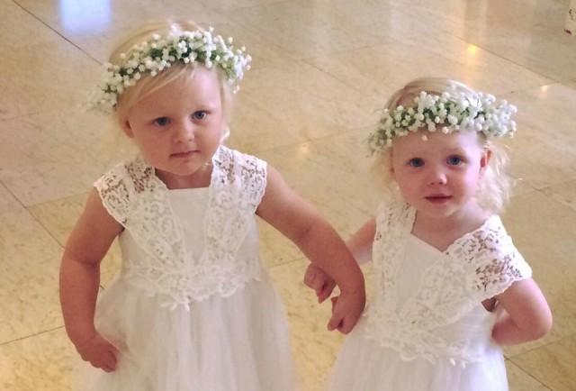 wedding photo - Artificial Baby Breath Flower Girl Crown - Made to measure