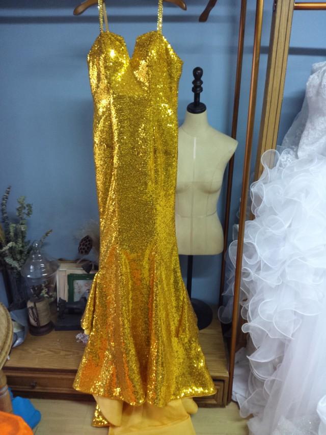 wedding photo - Aliexpress.com : Buy Sweetheart Sleeveless Gold Sequin Mermaid Prom Dresses Formal Occasion Gowns from Reliable gown pageant suppliers on Gama Wedding Dress