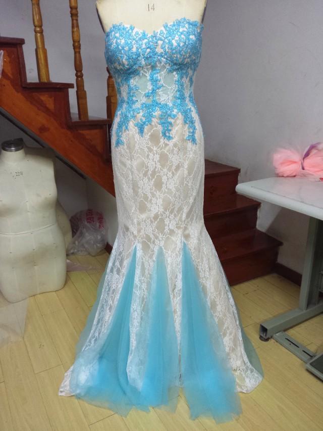 wedding photo - Aliexpress.com : Buy Sweetheart Sleeveless Floor Length Mermaid Evening Dress with Blue Appliques from Reliable evening gowns formal dresses suppliers on Gama Wedding Dress