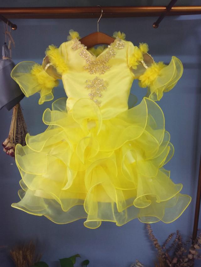 wedding photo - Aliexpress.com : Buy Yellow Ball Toddler Dress Organza Flower Girl Dress Pageant Dress from Reliable dresses pageant suppliers on Gama Wedding Dress