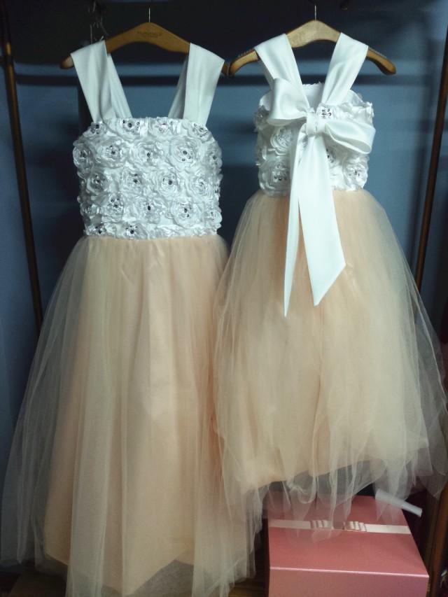 wedding photo - Aliexpress.com : Buy Satin and Tulle Flower Girl Dress with Floral Details and Removable Bow from Reliable girls beauty pageant dresses suppliers on Gama Wedding Dress