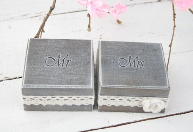wedding photo - Ring Bearer Box, Personalised Wedding Ring Box,Rustic ring box,His/Hers Wedding Ring Box,Ring Bearer Pillow,Wedding gift,Engagement ring box