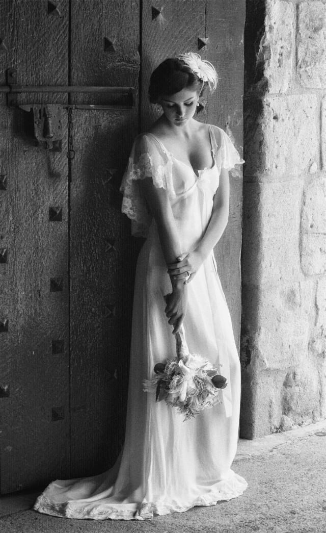 wedding photo - Silk chiffon empire cut evening gown sil...