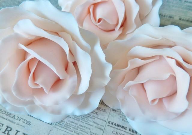 wedding photo - Pink Sugar Roses Wedding Cake Topper