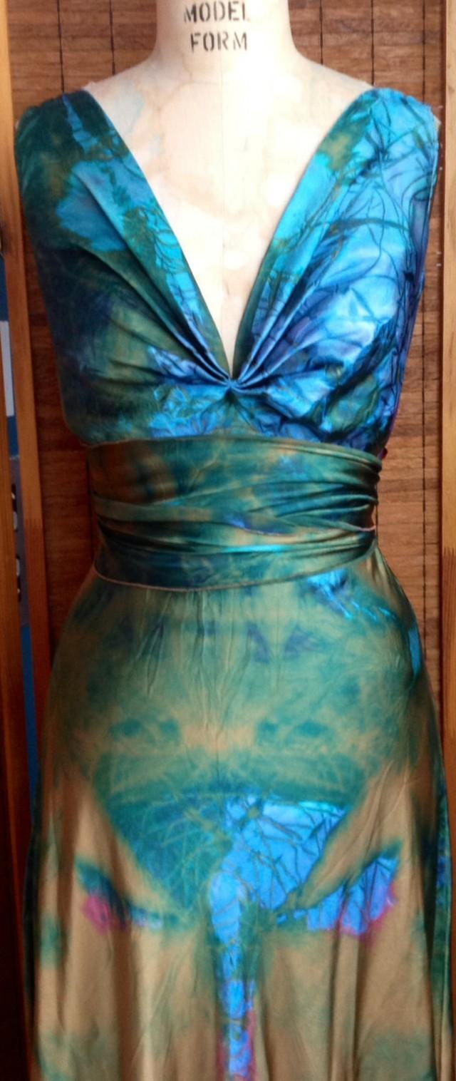 Gold turquoise Fuscia royal blue blue green silk Henry wedding dress