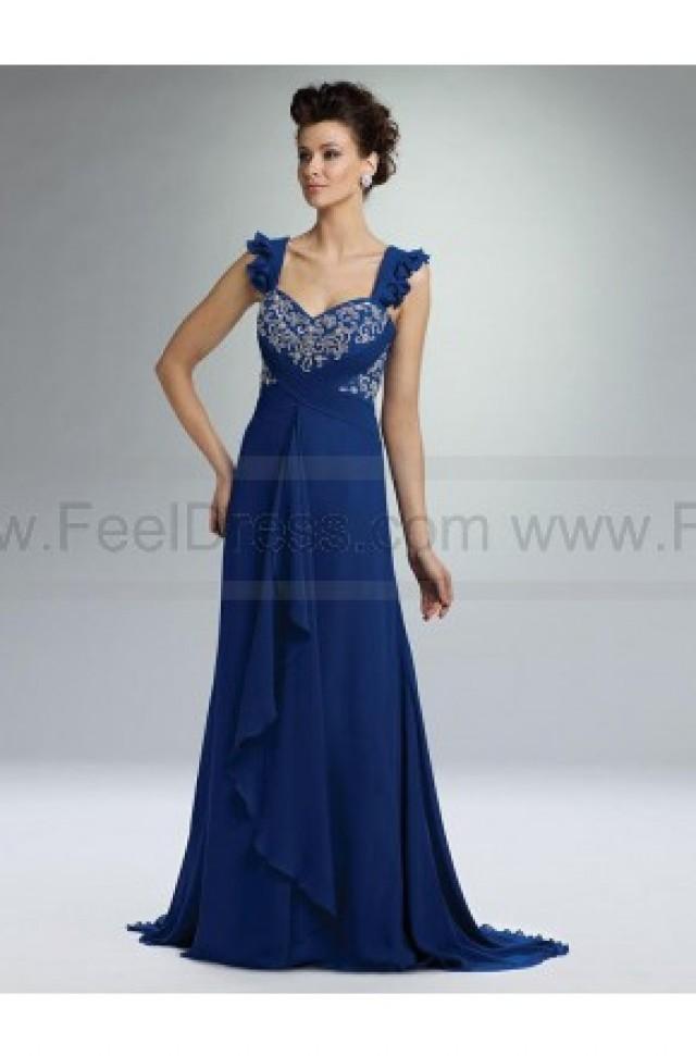 wedding photo - A-line Straps Midnight Embroidery Chiffon Sleeveless Floor-length Mother of the Bride Dress
