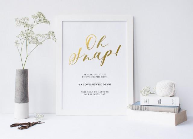 Oh Snap! Share the Love Wedding # Hashtag Print Poster Sign Download DIY Printable