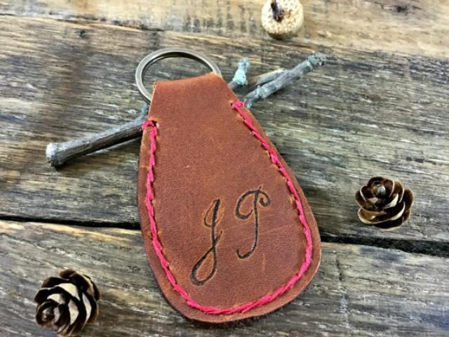 wedding photo - Personalized Leather Keychain, Hand Stamped, Personalized Custom Leather Keychain, groomsmen leather gifts