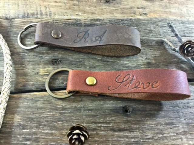 wedding photo - Personalized Leather Keychain - Personalized Custom Leather Keychain - Personalized leather key fob