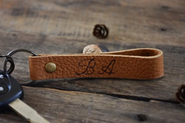 wedding photo - Personalized Leather Keychain - Mens keychain, handmade leather keychain personalized, key chains for women, gift ideas