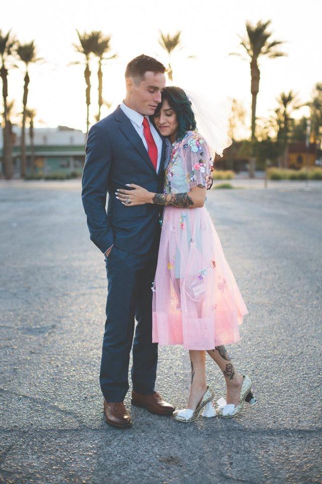 A Colourful Vegas Elopement With The Bride In A Pink Dress - Weddbook