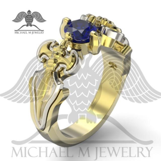 wedding photo - Final fantasy XIV SWORD ring, .925 sterling 14k Yellow/white Gold ring Custom made *** Made to order - 125